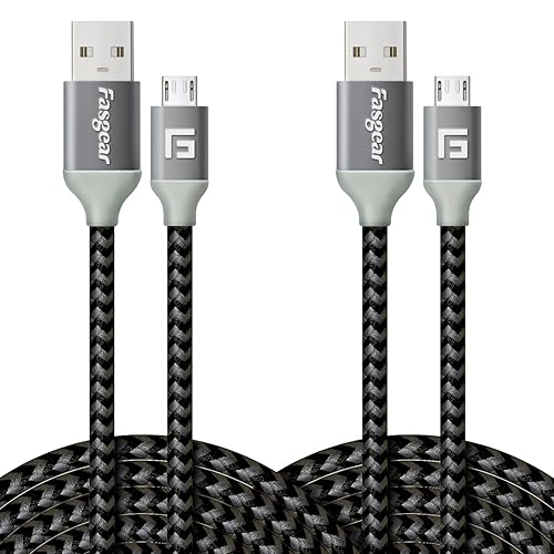 Fasgear Micro USB Cable 10ft 2 Pack 2.4A Fast Charging Android Phone Charger Cord Braided Micro-B 2.0 Cable Compatible for PS4 X-Box One