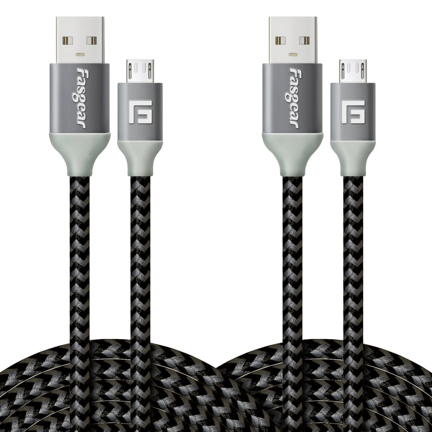 Fasgear Micro USB Cable 10ft 2 Pack 2.4A Fast Charging Android Phone Charger Cord Braided Micro-B 2.0 Cable Compatible for PS4 X-Box One