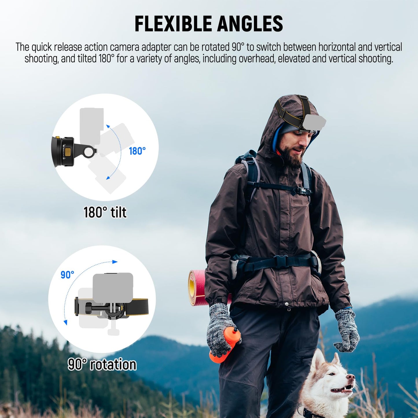NEEWER Head Strap Mount for Action Camera, Magnetic Quick Release Head Mounted Head Belt Mount Compatible with GoPro Hero 13 12 11 10 9 8 DJI Osmo