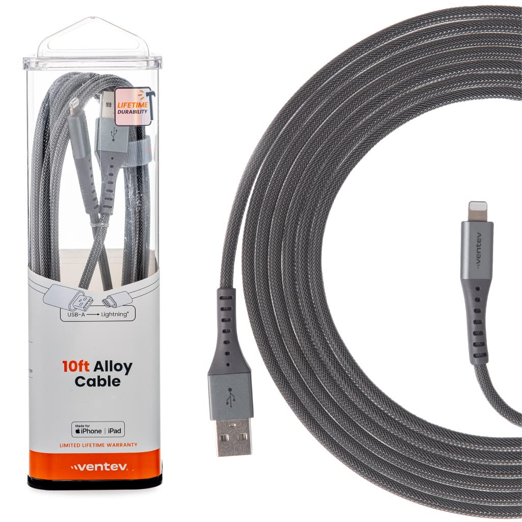 Ventev Alloy USB A to Apple Lighting High Speed Ultradurable 10 Foot Cable