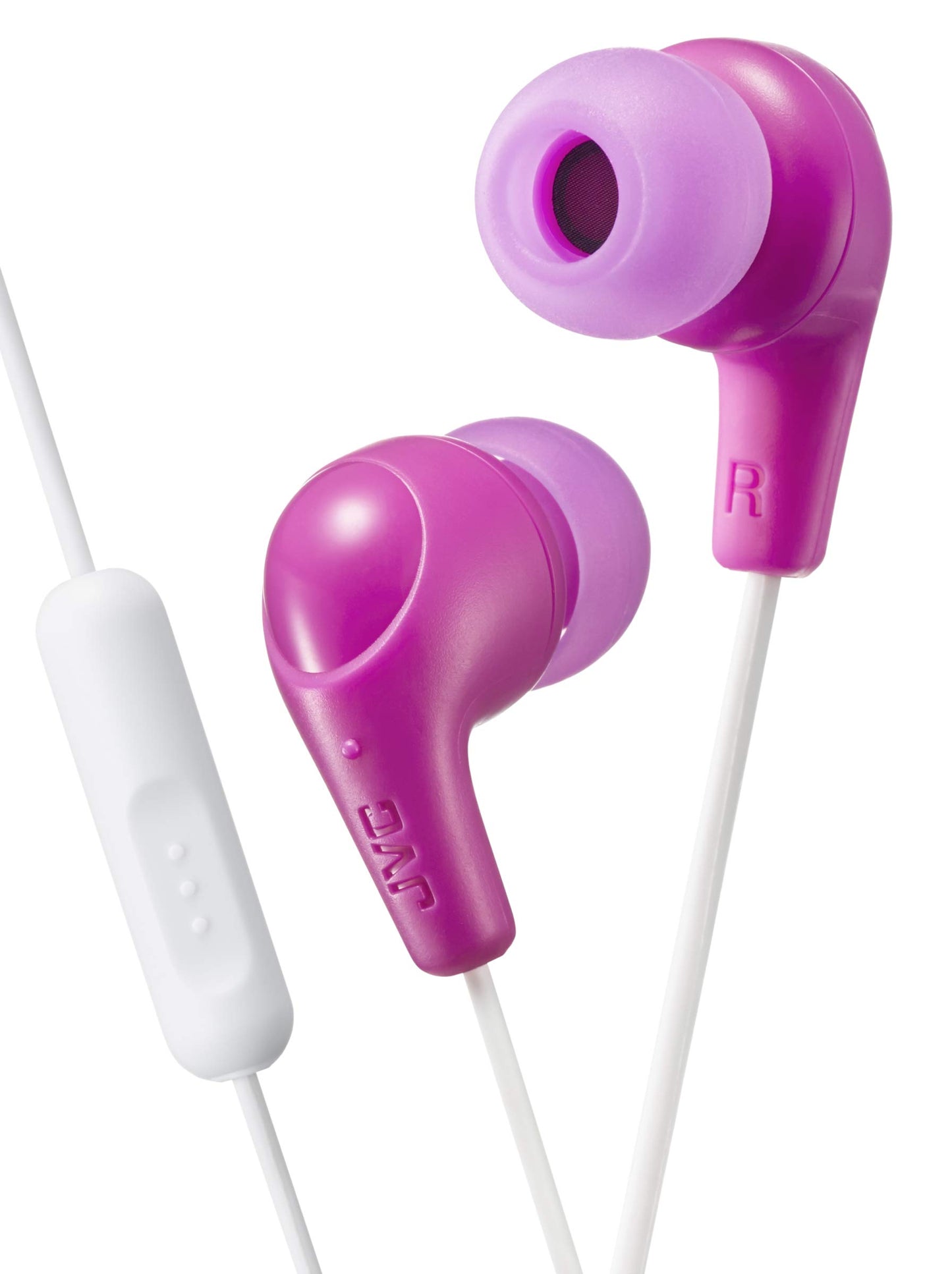 Gumy Plus Earbuds with Mic and Remote for Connected Devices - Silicone Ear Pieces - Pink