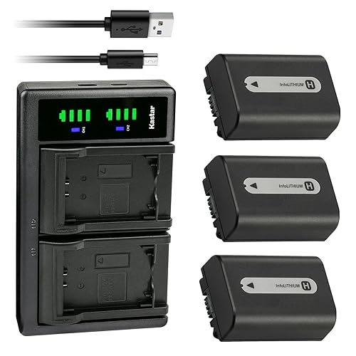Kastar 3-Pack NP-FH50 Battery and LTD2 USB Charger Replacement for Sony DCR-SR36, DCR-SR37, DCR-SR38, DCR-SR40, DCR-SR42, DCR-SR45, DCR-SR46