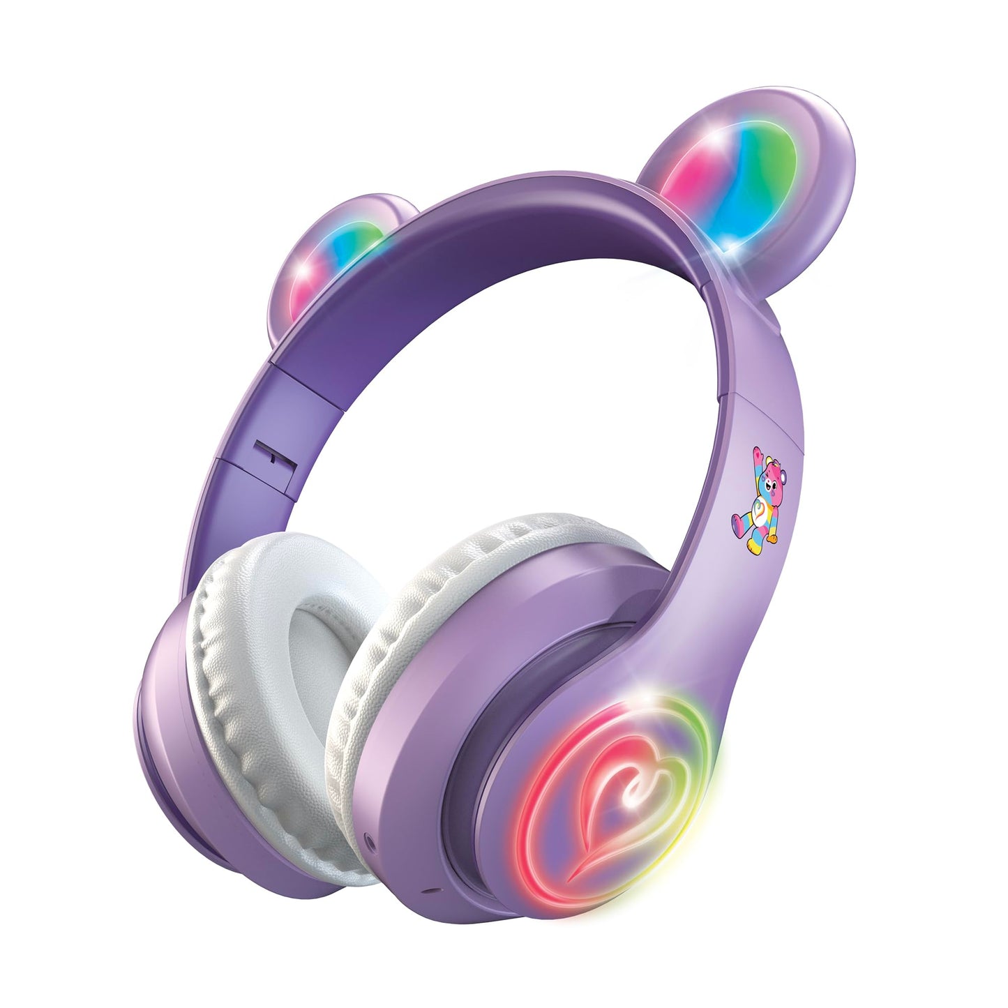 Care Bears Wireless LED Headphones with Light-Up Ears, Bluetooth Headphones for Kids, Adjustable Headband, Multicolor Lights, Hands-Free Calls
