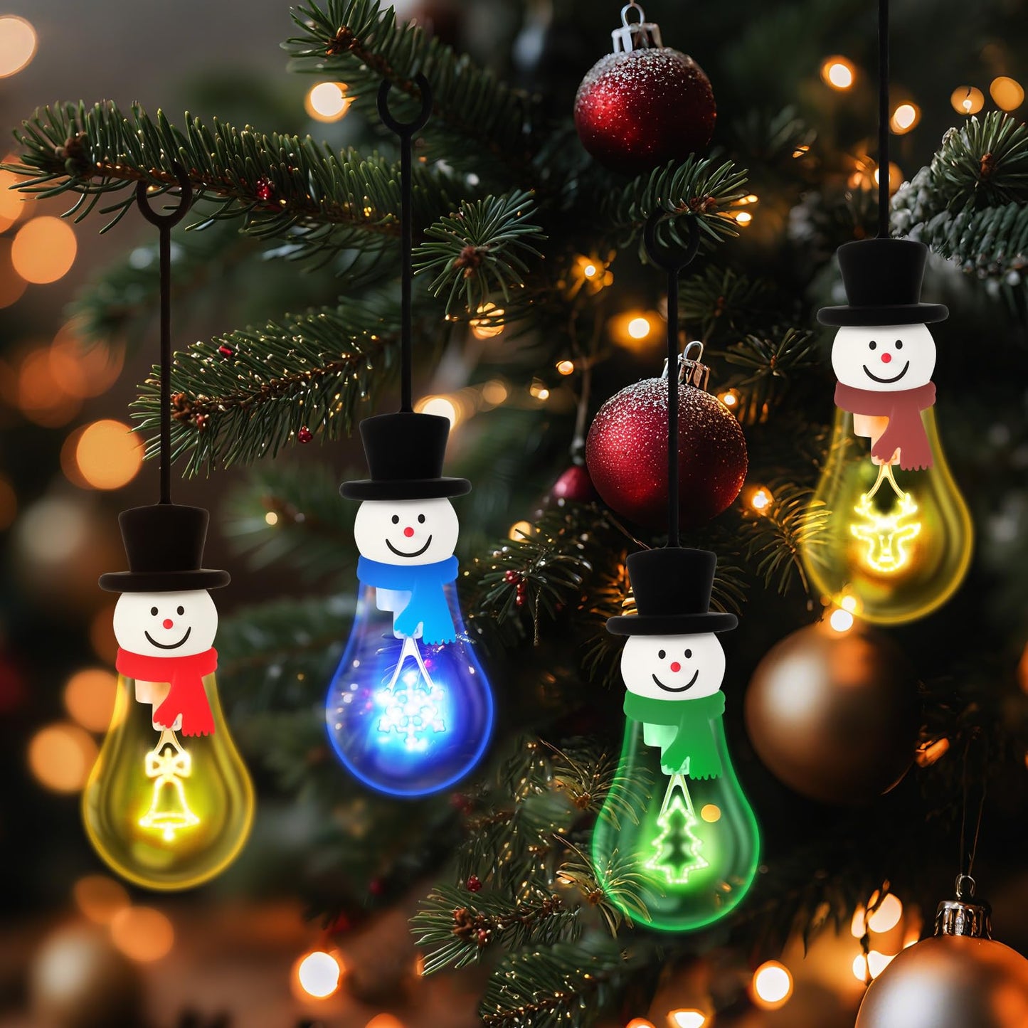 Christmas Bulb Light Hanging Christmas Night Light Edison Style Bulb USB Powered 8Hrs Play Fun Decorative for Indoor Outdoor Home Party Holiday