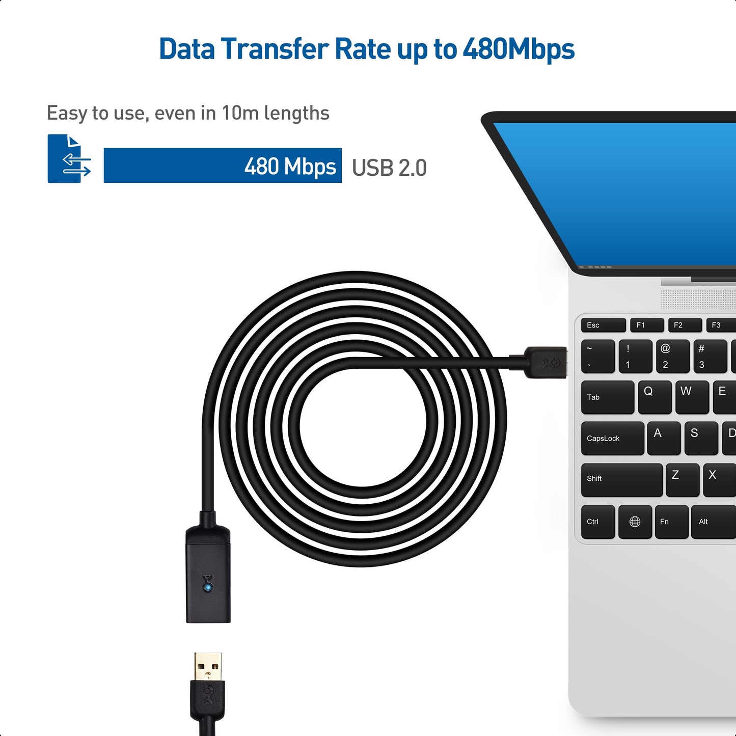 Cable Matters Active USB Extension Cable 32.8 ft / 10m (Active USB Extender Cable) for Webcam, Oculus Sensor, HTC Vive Link Box, Xbox Kinect