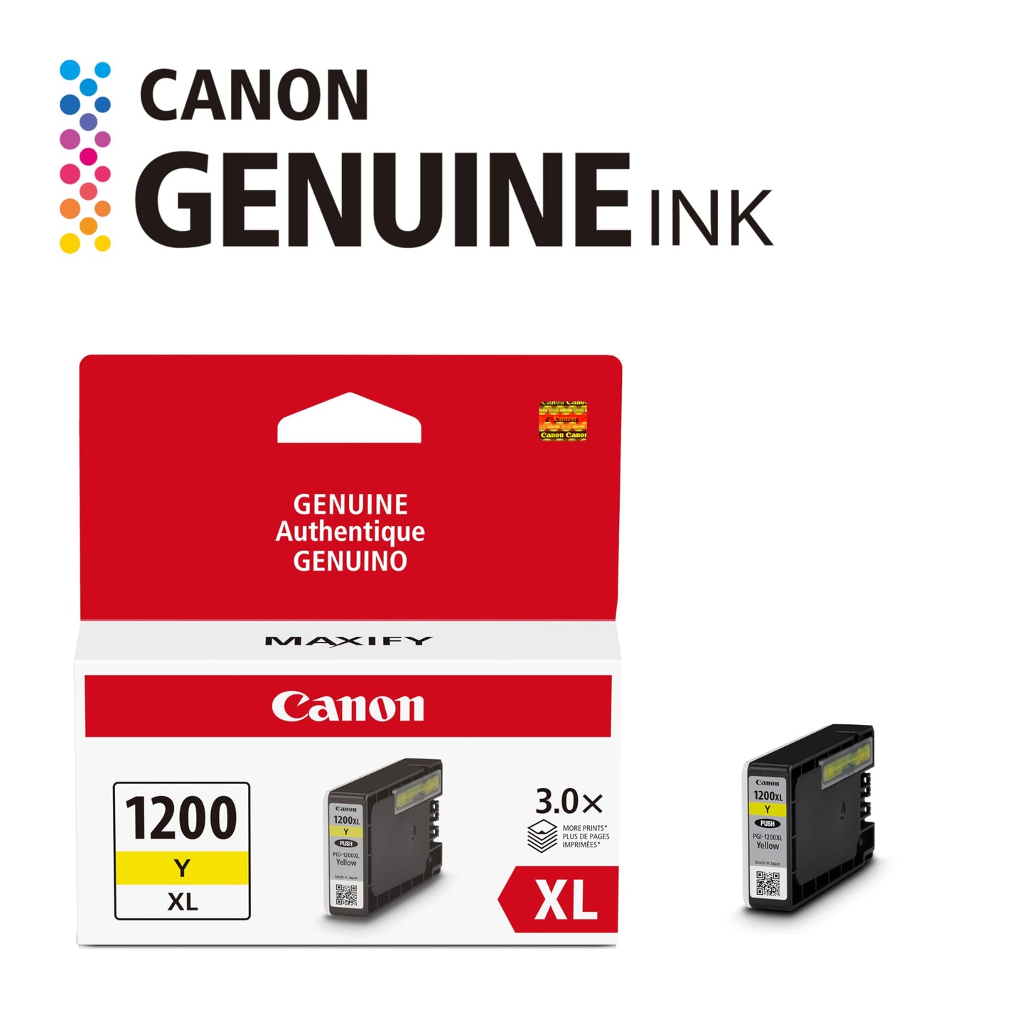 Canon PGI-1200XL Genuine Yellow Ink Tank, Compatible with MB2120, MB2720, B2020, and MB2320 (Optional) Printers
