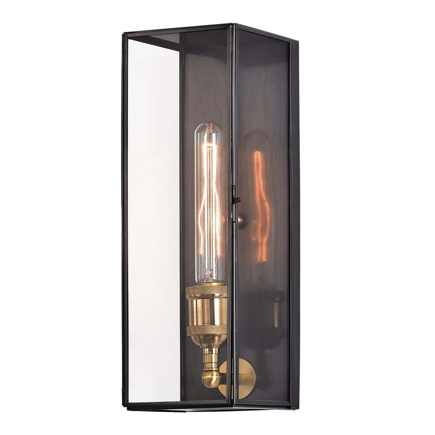 c cattleya Solid Brass Outdoor Wall Lantern Sconce Exterior Porch Lamp with Tempered Glass, Rectangular Waterproof Wall Lighting Outdoor Sconces