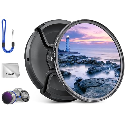 NEEWER 82mm ND2-32 (1-5 Stops) Variable ND Filter with Lens Cap, Cleaning Cloth, Precise Neutral Density Adjustment, Multicoated Optical Glass, Camera
