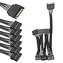 HSZJsto SATA Power Splitter Cable 6 Way, 15Pin SATA Male to 5 Female Power Extension Hard Drive Cable for HDD, SDD, Optical Drives, 21.5CM