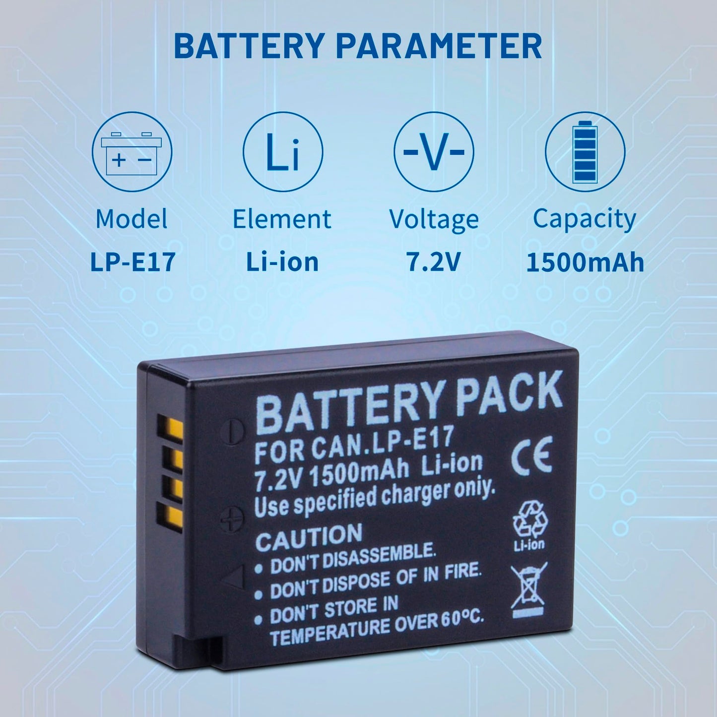 2-Pack LP-E17 Battery with Rapid Dual USB Charger for Canon EOS R100 R50 RP R10 R8, Rebel T8i, T7i, T6i, T6s, SL2 SL3, M3, M5, M6, 77D 200D 250D 750D