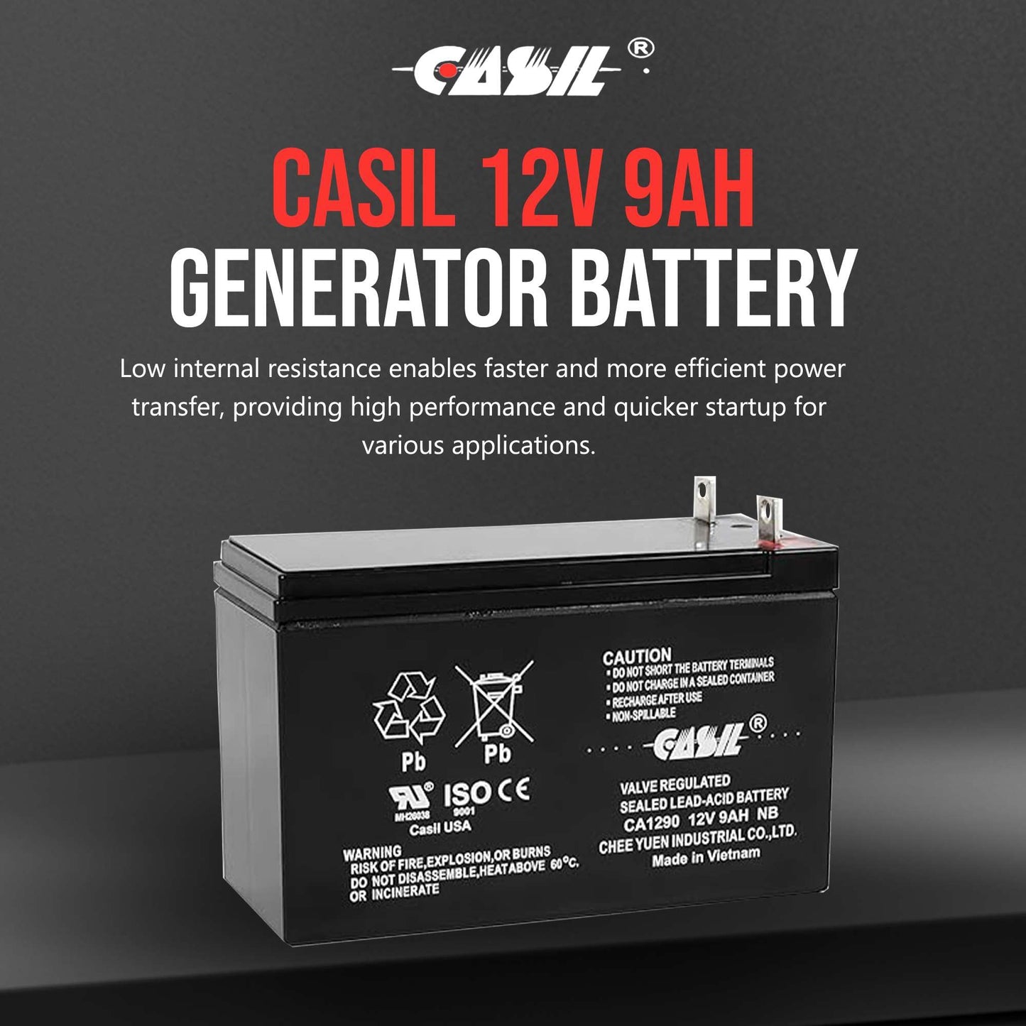 Casil ML9-12NB - 12 Volt 9 AH Rechargeable SLA Battery Battery Backup Battery