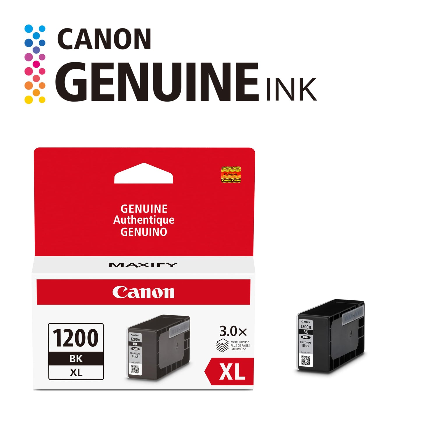 Canon PGI-1200XL Genuine Pigment Black Ink Tank, Compatible with MB2120, MB2720, B2020, MB2320 (Optional) Printers