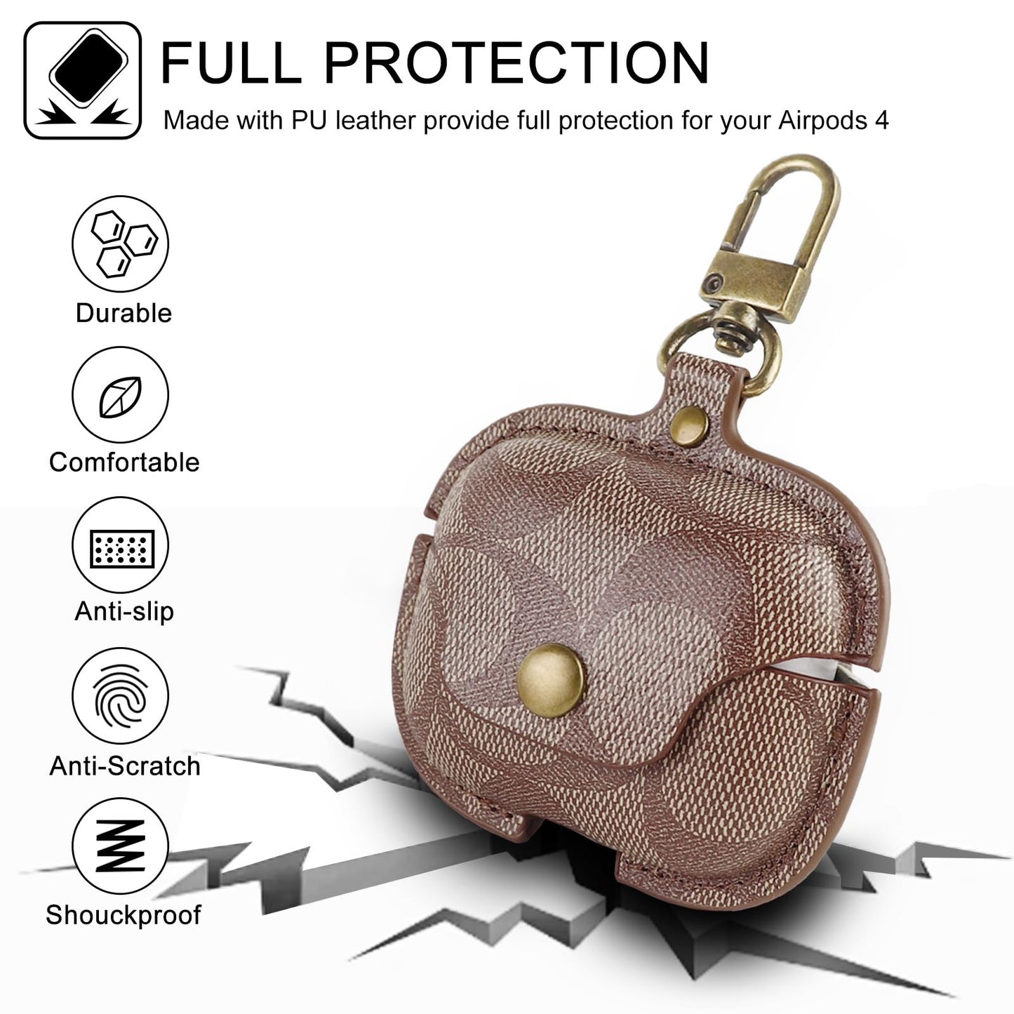 for AirPods 4 Case, Compatible with AirPods 4th Generation Case, Leather Full Body Shockproof Protective Cover for AirPods 4th Generation Cover, Drop