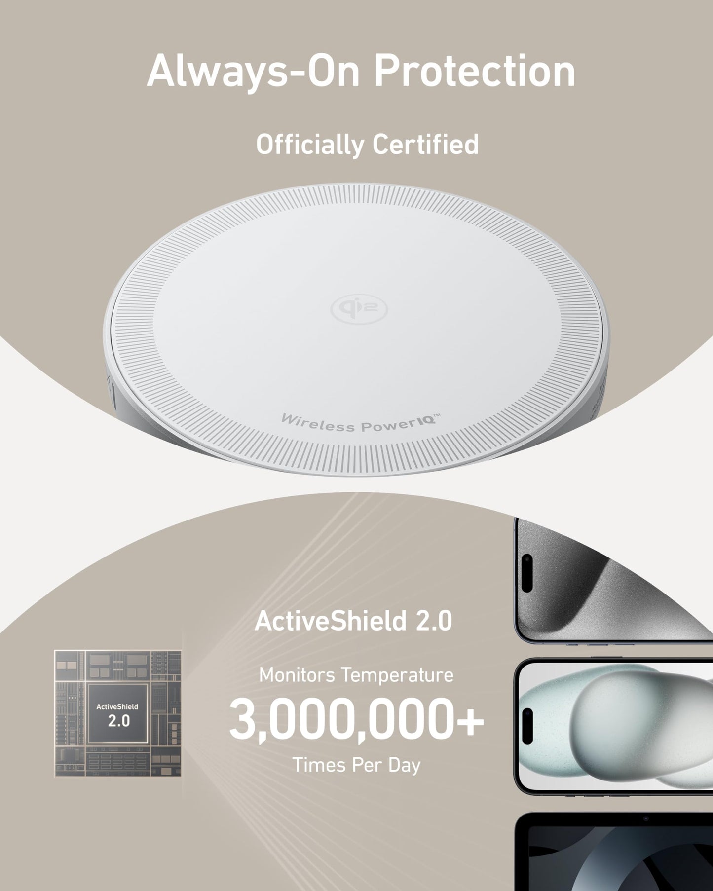 Anker MagSafe Charger Pad Compatible, MagGo iPhone 16 Wireless Charging Pad, Qi2 Certified 15W Wireless Charger for iPhone 16/16 Plus/16 Pro/16 Pro