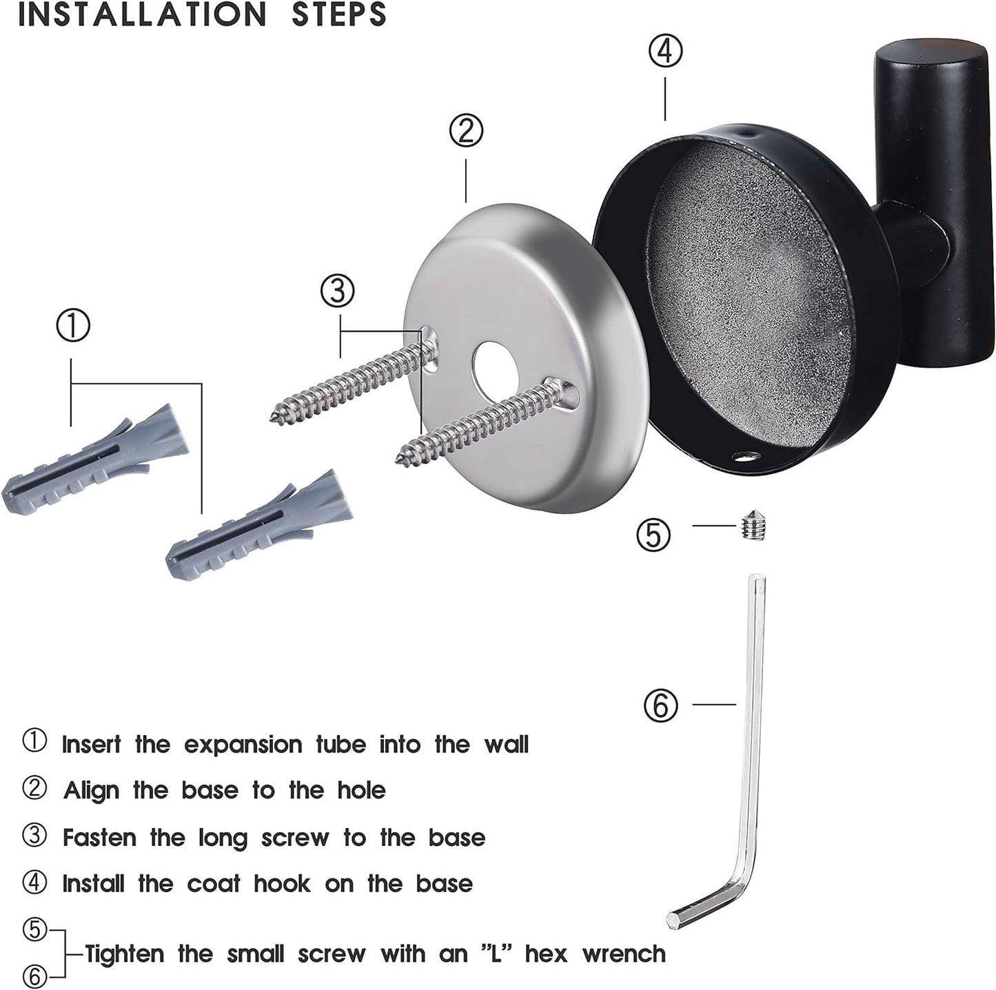 Towel Hooks 4-Pack – Heavy Duty Matte Black Wall Hooks for Bathroom, Door, Closet, Robe, Towels, Kitchen, Pool & Hotel Use