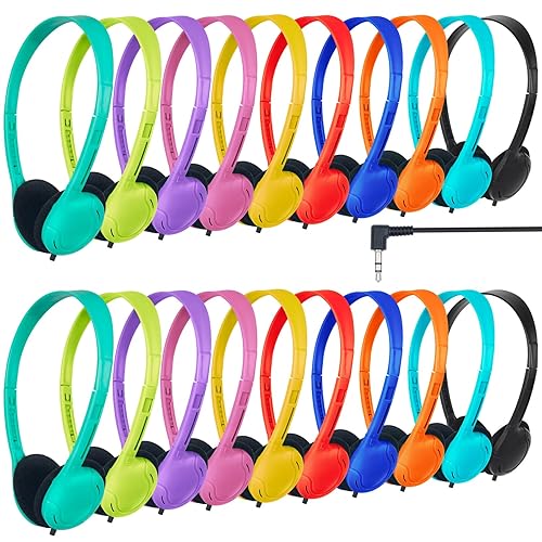 ZNXZXP 30 Pack Class Set Headphones for Students School Classroom Headphones Bulk Over The Ear Adjustable with 3.5 mm Jack for Library, Online Lesson…