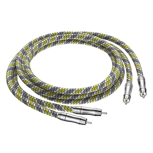 Viborg Audiocrast A52 Hi-End RCA to RCA Audio Cable 6.6FT/2M OFC Silver-Plated 2RCA HiFi Cable for Home Theater, DVD, CD, Amplifier