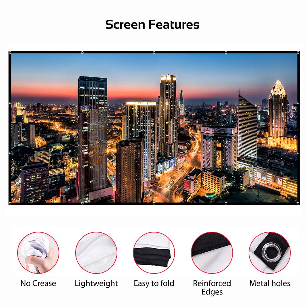 Projector Screen, 100 inch Movie Projector Screen16:9 Foldable Portable Projector Screens for Home Theater, Outdoor, Indoor Party, Office, Weding