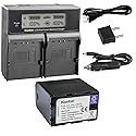 Kastar LCD Dual Fast Charger & Battery 1x for JVC SSL-JVC70 SSL-JVC75 BN-S8I50 GY-HMQ10 GY-LS300 GY-HM200 GY-HM200HW GY-HM200U GY-HM600 GY-HM600E