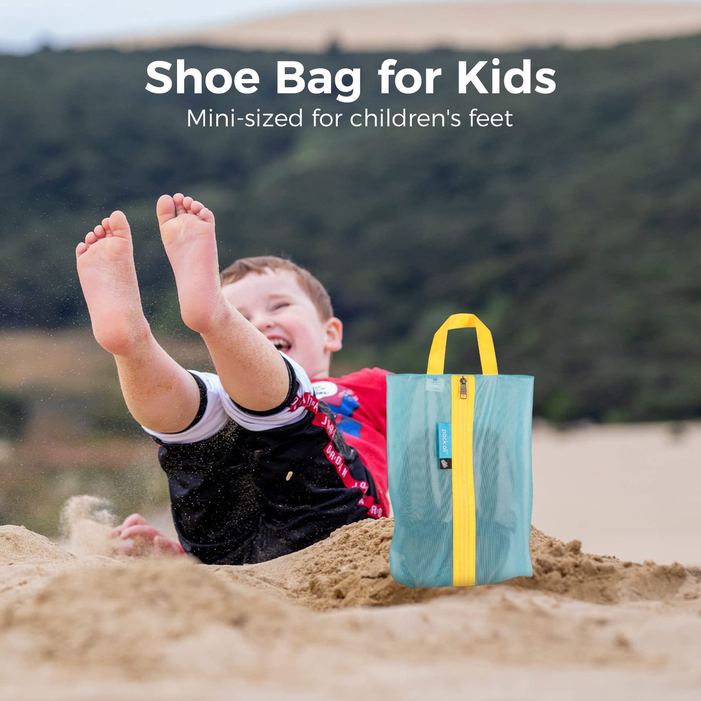 pack all Kids Shoe Bag for Travel, Water-Resistant Shoe Pouch for Gym, Odor-Resistant Soccer Cleats Bag for Sport, Cute Design for Girls, Boys, Toddlers (Blue)