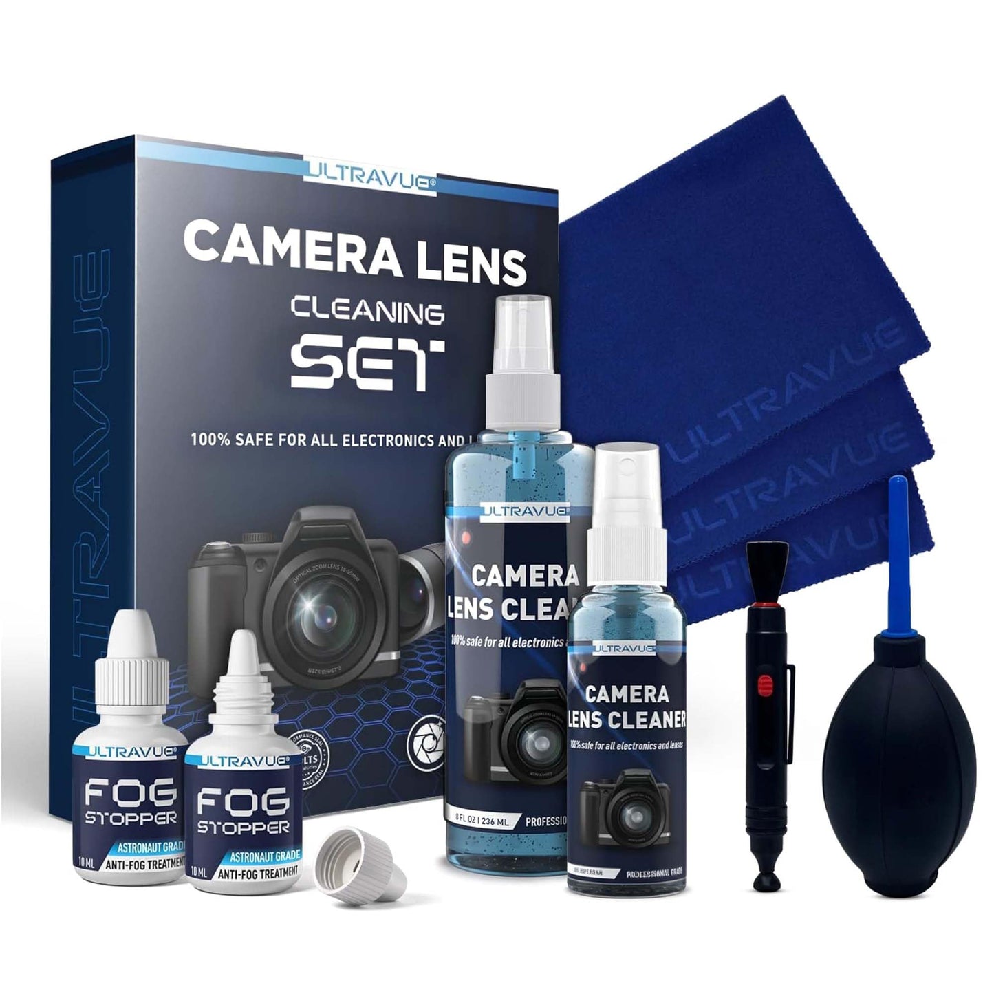 ULTRAVUE’s Ultimate Camera Lens Cleaning Kit -Camera Lens Cleaner, Lens Pen, Fog Stopper, and Microfiber Cloths - Camera Cleaning Kit - Lens Blower