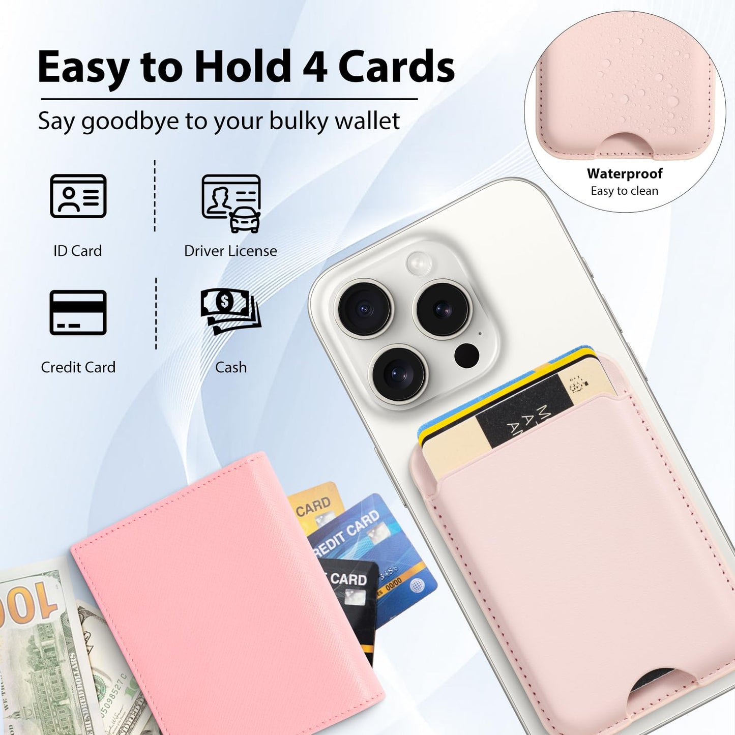 Zemexy Magnetic Wallet Compatible with Apple Magsafe,2Pack Mag Safe Card Holder for iPhone 15/14/13/12 Pro/Max/Plus/Case,Vegan Leather RFID Phone