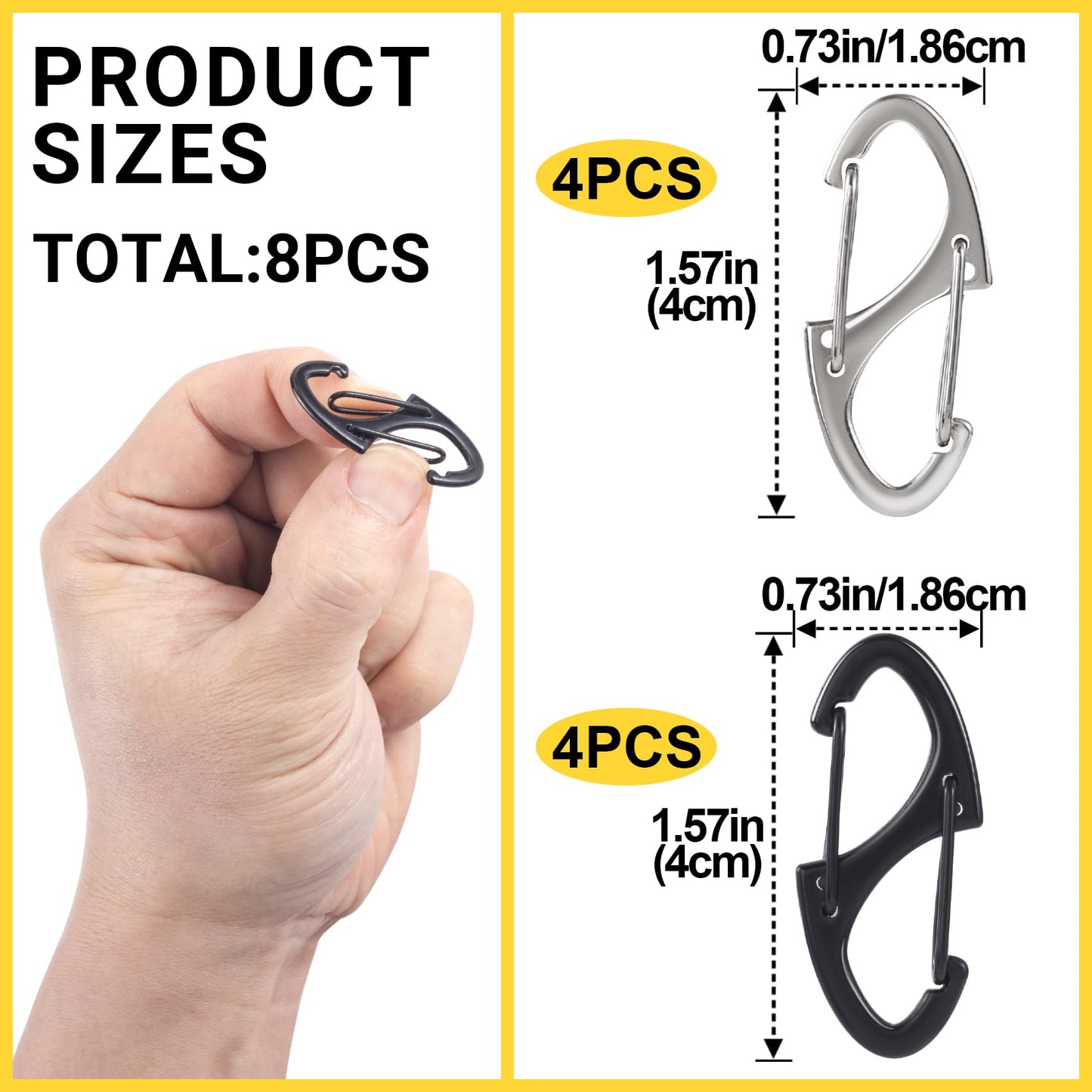 Alpinleux 8 Pcs Anti-Theft Zipper Clips – Dual Opening Zipper Pulls for Backpacks, Camping, Suitcases (Silver + Black)