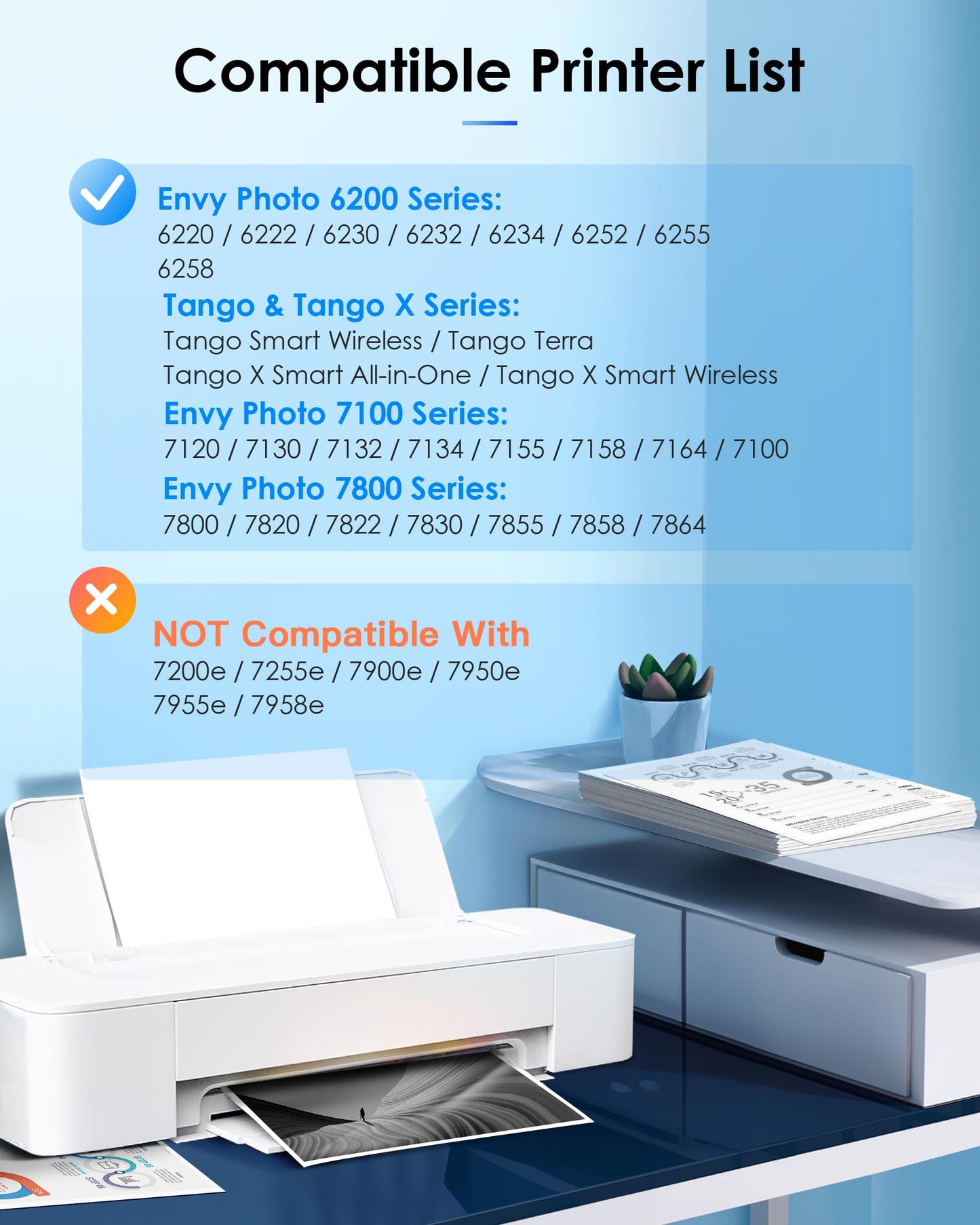 64 Ink Cartridge Replacement for HP 64XL Black Ink Cartridge for HP Ink 64 Work with HP Envy Photo 7855 7858 7864 6252 6255 7800 7100 7155 7158 Tango