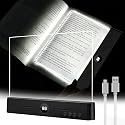 TFFUAM LED Book Light and Night Light 2 in 1, USB Rechargeable Clear Flat Book Light with 3 Colors & Timer, Dimmable Book Lights for Reading at Night