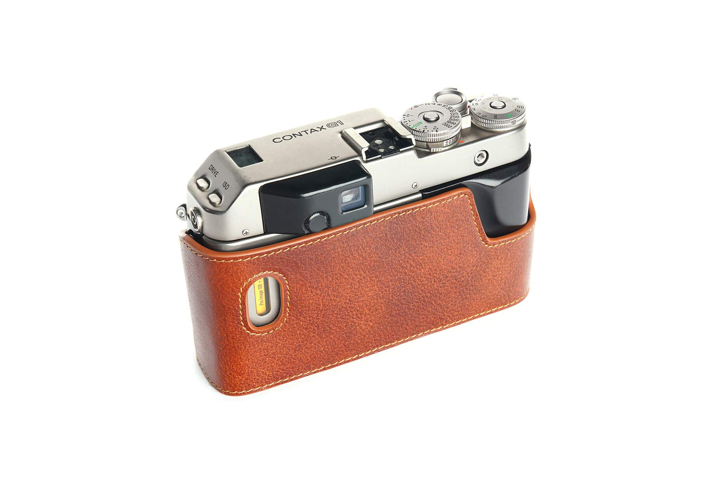 Contax G1 Case, BolinUS Handmade Genuine Real Leather Half Camera Case Bag Cover for Contax G1 Camera with Hand Strap (LavaBrown)