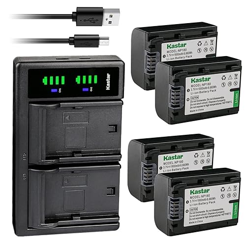Kastar 4-Pack NP-180 Battery Charger, LTD2 USB Charger Compatible with Minolta MN2K50NV, MN4K25NV, MN4K20NV, MN2K10NV IR Night Vision Camcorders, 4.2V