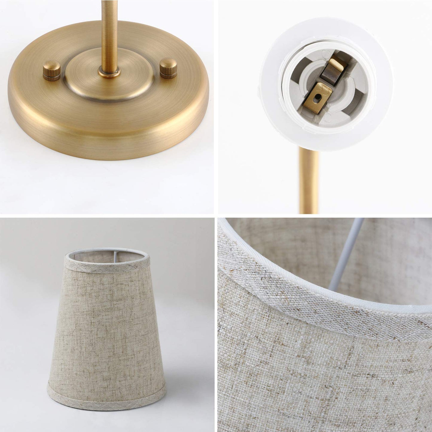 Pathson Set of 2 Vintage Wall Sconces Linen Fabric Shade, Hardwired Bathroom Vanity Lights Brass Finish, Industrial Wall Mounted Fixtures for Bedroom