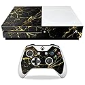 MightySkins Skin Compatible with Microsoft Xbox One S - Black Gold Marble | Protective, Durable, and Unique Vinyl Decal wrap Cover | Easy to Apply