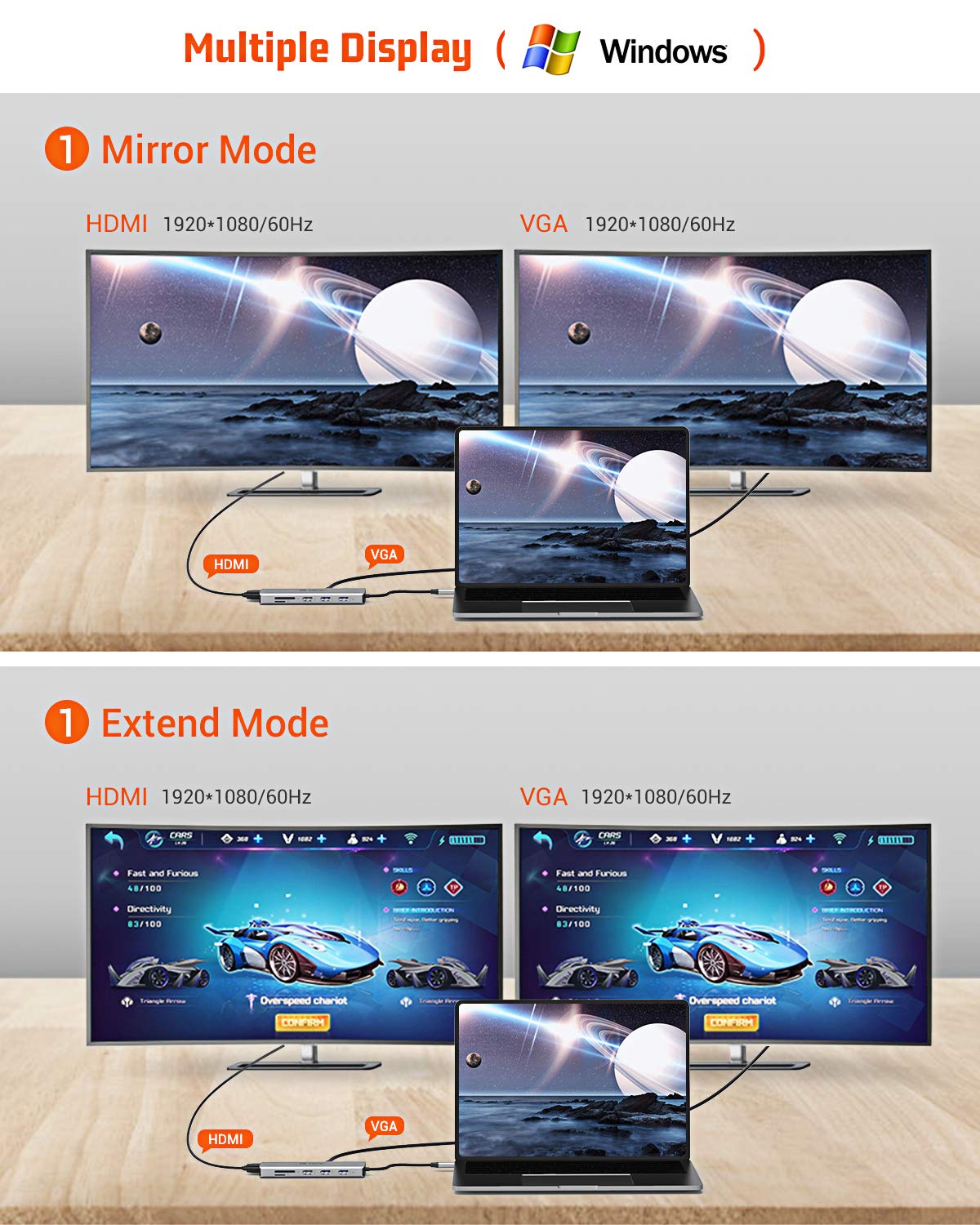 TOTU 11-in-1 USB-C Hub: 4K HDMI, VGA, 2x USB3.0, 2x USB2.0, Ethernet, SD Card Reader, Audio, 3.0 PD, Mac Pro & Laptops Compatible