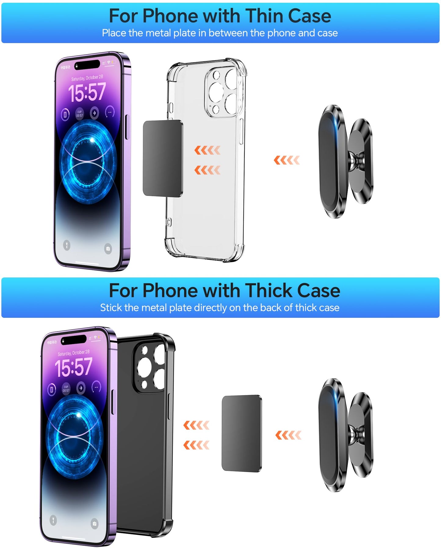 ?2-Pack? Magnetic Phone Holder for Car Dash?Strong Magnet? Magnetic Car Phone Holder Mount ?4 Plate? Phone Holders for Your Car Phone Mount for Car
