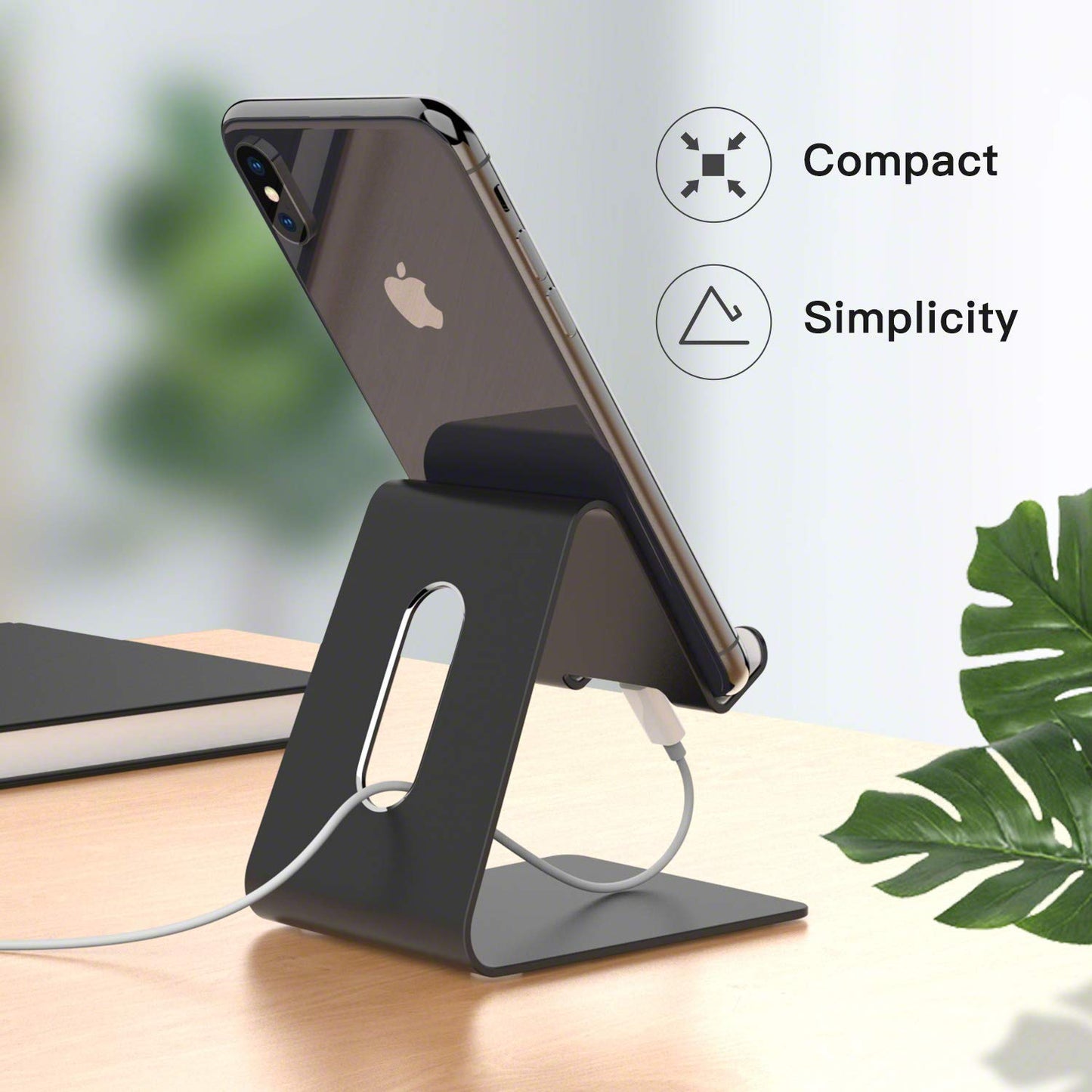 Verigle Cell Phone Holder Black, Compatible with 4-8 inch iPhone Xs XR, Tablet, All Android Smartphone