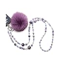 DYLWMYRL 100 Inch Anti-Tangle Beaded Phone Crossbody Lanyard, Multicolor Purple Blue Beaded Strap, Detachable Heart Charm Anti-Loss Lanyard for Daily