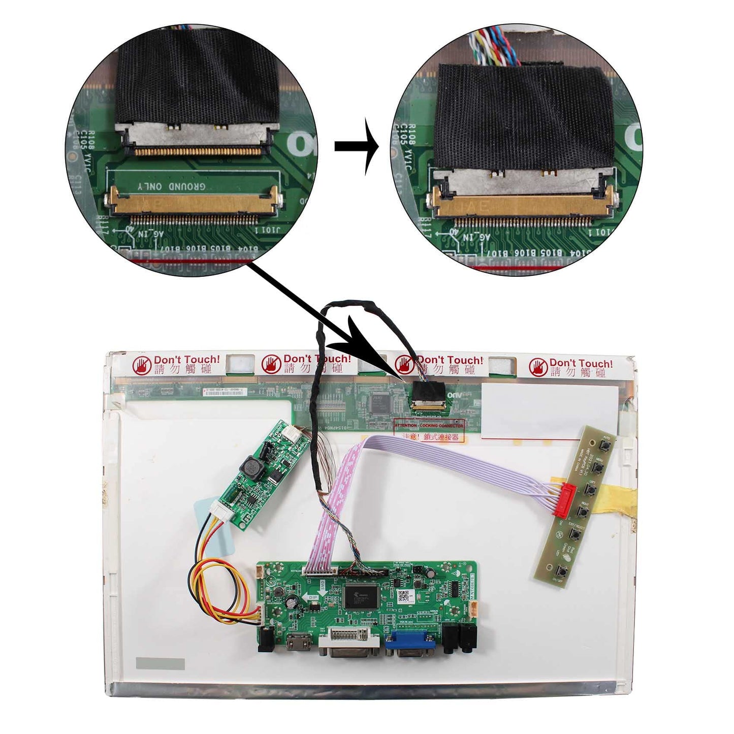 VSDISPLAY VGA DVI Audio LCD Driver Board for 15.4" LTN154BT03 LP154WP2 B154PW04 1440x900 LED 40Pin LCD Panel