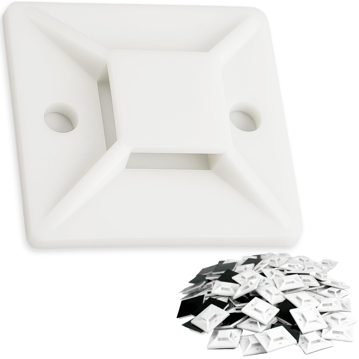 Super-Adhesive X-Large Cable Tie Mounts 100 Pack For Fast, Frustration-Free Wire Management. Anchor These Zip Tie Bases Tools-Free With Sticky Backs