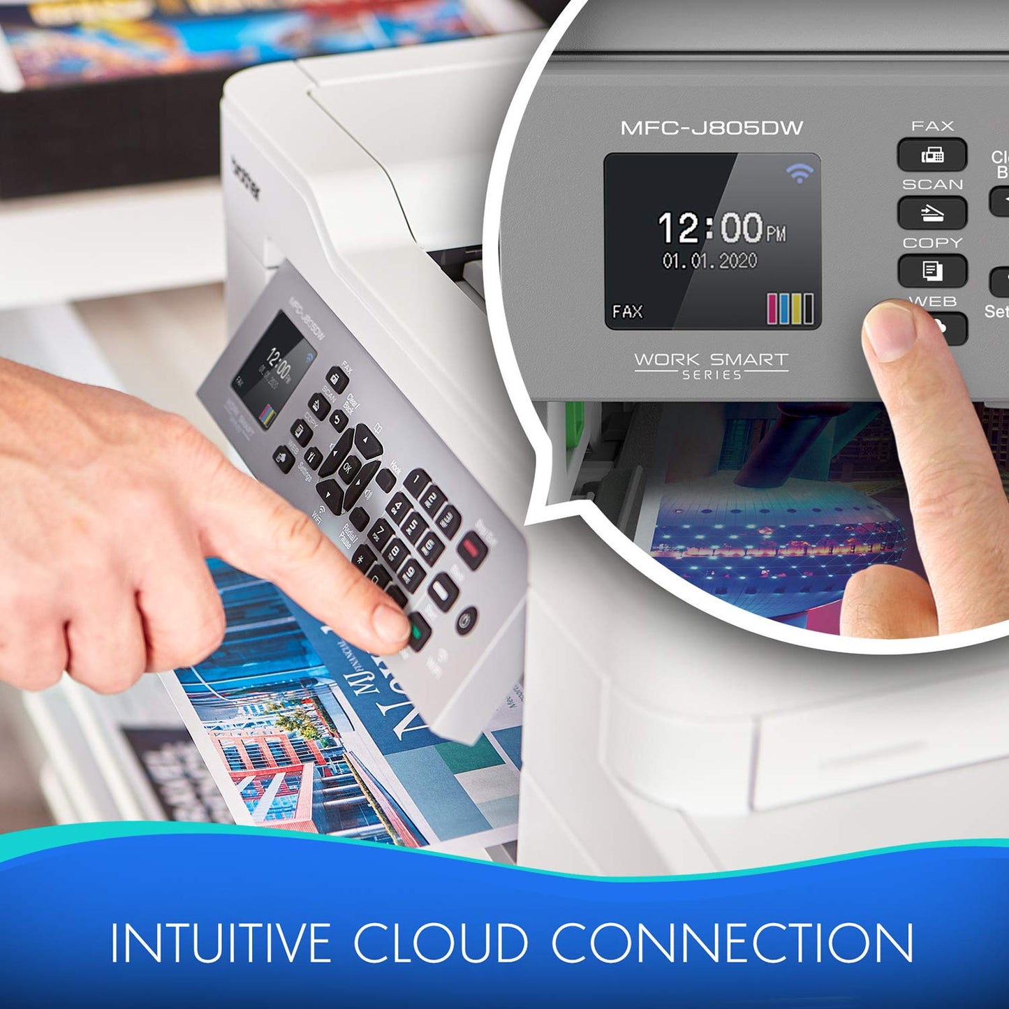 Brother MFC-J805DW XL Extended Print INKvestmentTank Color Inkjet All-in-One Printer with Mobile Device and Duplex Printing with Up to 2-Years of Ink