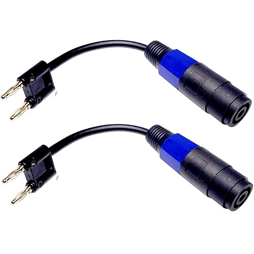 CNCESS Dual Banana Plug to Female Speakon Connector Adapter, 12AWG, 6 in, 2-Pack