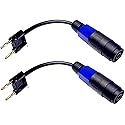 CNCESS Dual Banana Plug to Female Speakon Connector Adapter, 12AWG, 6 in, 2-Pack