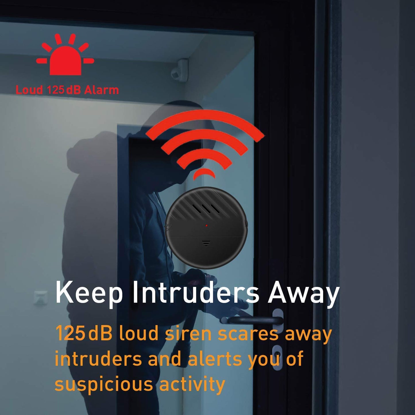 EverNary Window Vibration Alarm,3Pack 125dB Loud Ultra-Slim Anti-Theft Alarm for Door and Window Glass Break Sensor Alert with Adjustable Sensitivity