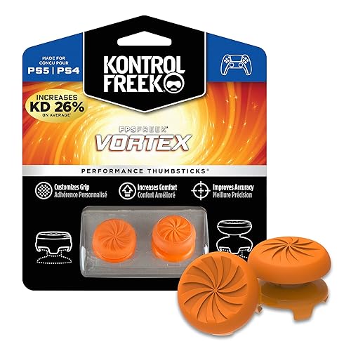 KontrolFreek FPS Freek Vortex for PlayStation 4 (PS4) and PlayStation 5 (PS5) Controller | Performance Thumbsticks | 1 High-Rise Convex, 1 Mid-Rise