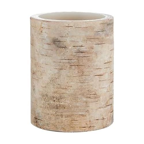 Mikasa Birch Look Wax LED Flameless Pillar Candle, Centerpiece, Wedding Decor, Holiday Decorating