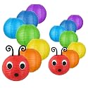 LYART 14 Pcs Hungry Caterpillar Paper Lanterns Decoration for School Classroom Birthday Party and Caterpillar Theme Party Ceiling Hanging Decor