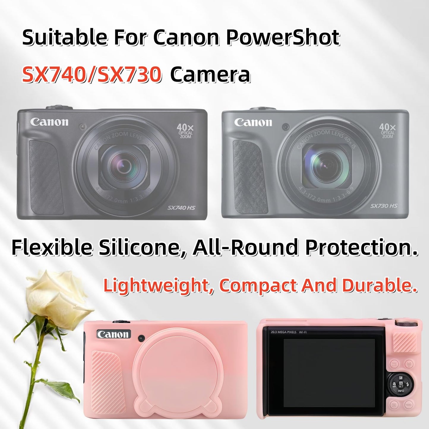 SZHSYJY Camera Case for Canon PowerShot SX740/ SX730 Digital Camera,Soft Silicone Protective Bag Removable Lens Cover,Anti-Scratch Slim Fit
