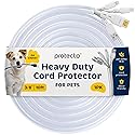 PROTECTO Heavy Duty Cord Protectors from Pets No Chew Solution, 10ft Easy to Use Dog & Cat Cord Protector, Clear & Odorless Critter Cord Covers