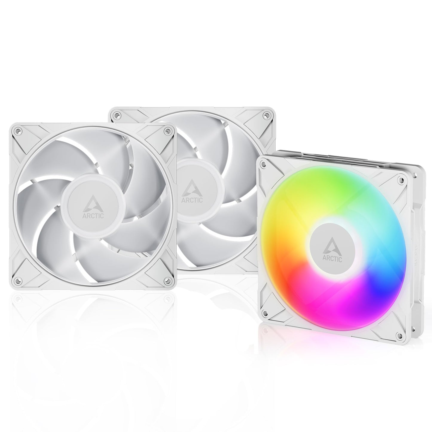 ARCTIC P14 Pro A-RGB (White) - 3 Pack - Powerful Premium Fan, 140 mm PWM Fan with Y-Cable Splitter, 400-2500 RPM, 0 RPM <5% PWM, 5V Digital RGB, Fluid