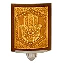 The Porcelain Garden Hamsa - Curved Fine Porcelain Lithophane Night Light, Decorative wall Plug in Nursery, Bedroom Kitchen, Bath, Hallway Evil Eye